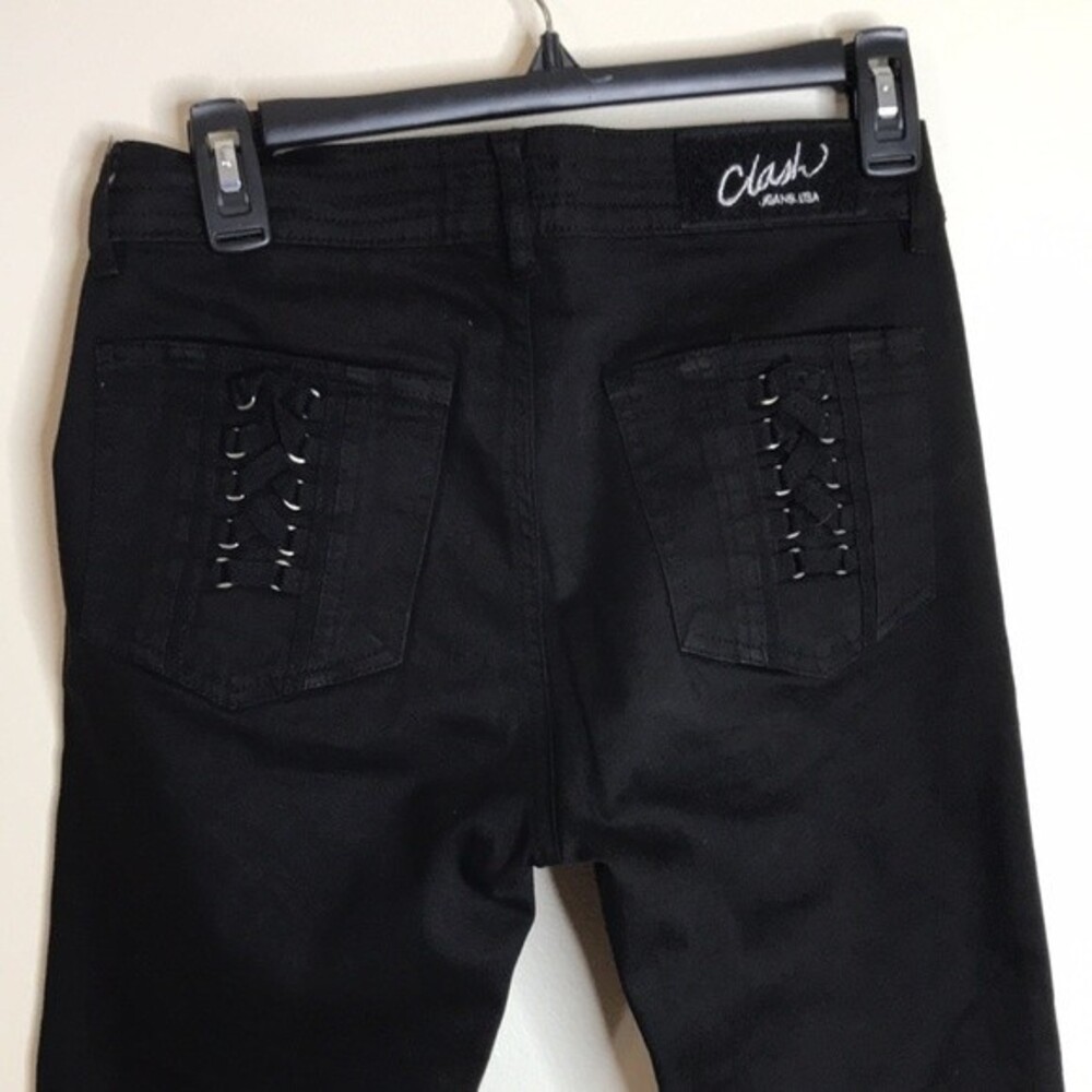 Clash jeans Usa black with corset style details pants size 3 y2k - Picture 10 of 13